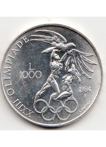 1984 Lire 1000 Argento Olimpiadi di Los Angeles San Marino